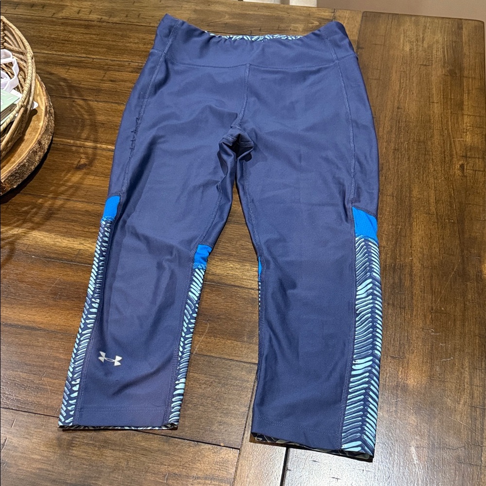 Under Armour Dark Blue Leggings with Geometric Trim
